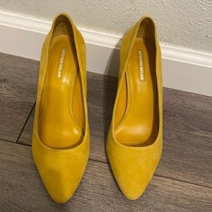 Antonio Melani yellow suede block heels